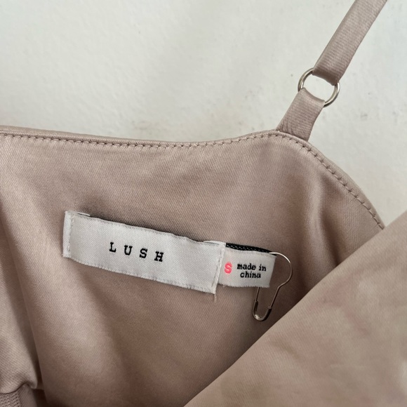 Lulu’s Night Champagne Satin Cowl Neck Culotte Jumpsuit - Picture 3 of 4